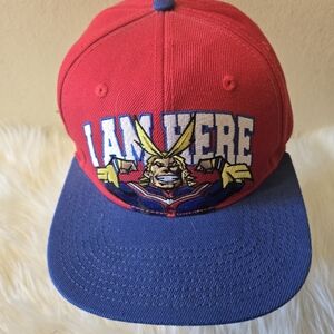 My Hero Academia" I Am Here"  Red and Blue Cap Hat with Graphic Design